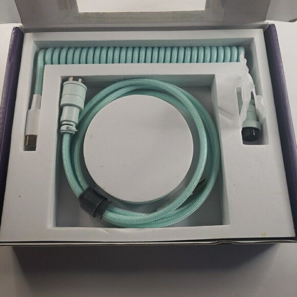 Angitu PET Coiled Type C Cable for Mechanical Keyboard w/ GX12 Aviator Connector - Picture 1 of 3